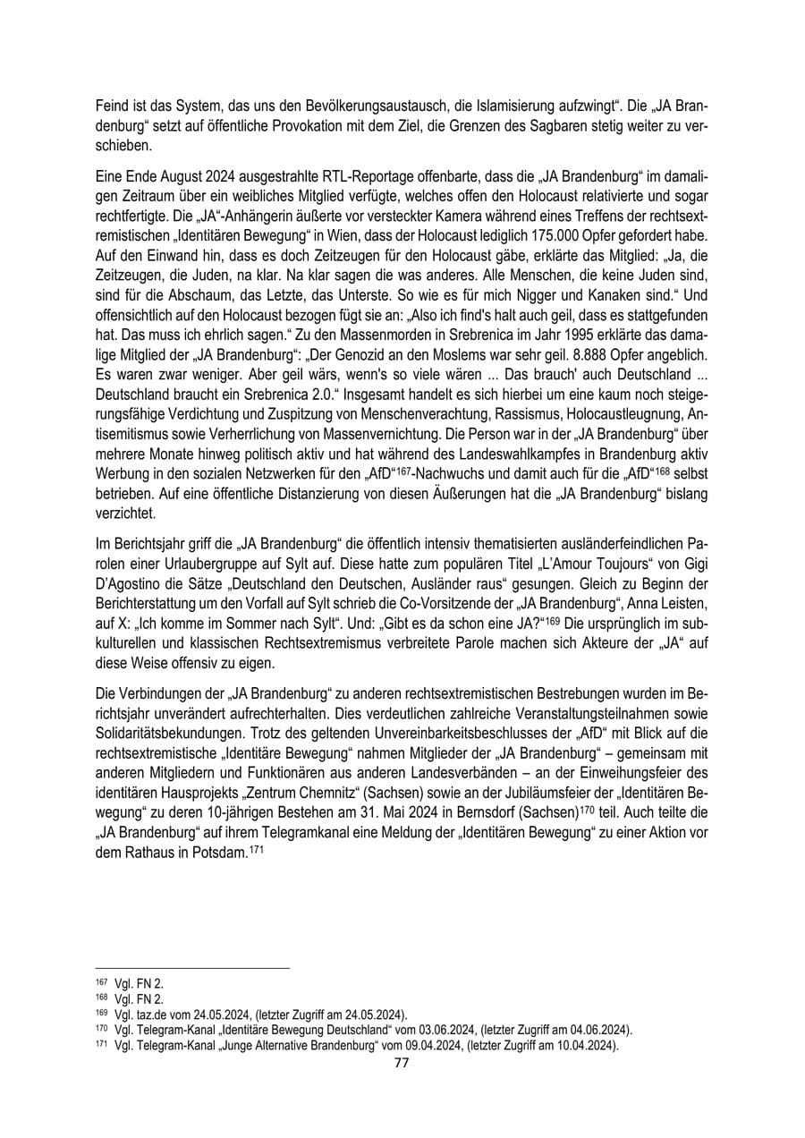 Seite 77 des Verfassungsschutzbericht 2024 Brandenburg