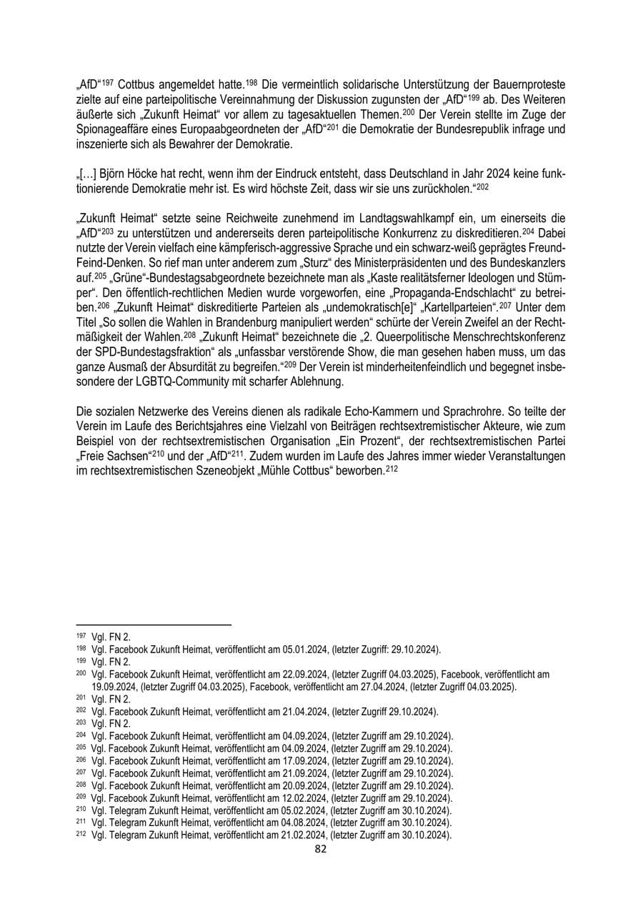 Seite 82 des Verfassungsschutzbericht 2024 Brandenburg