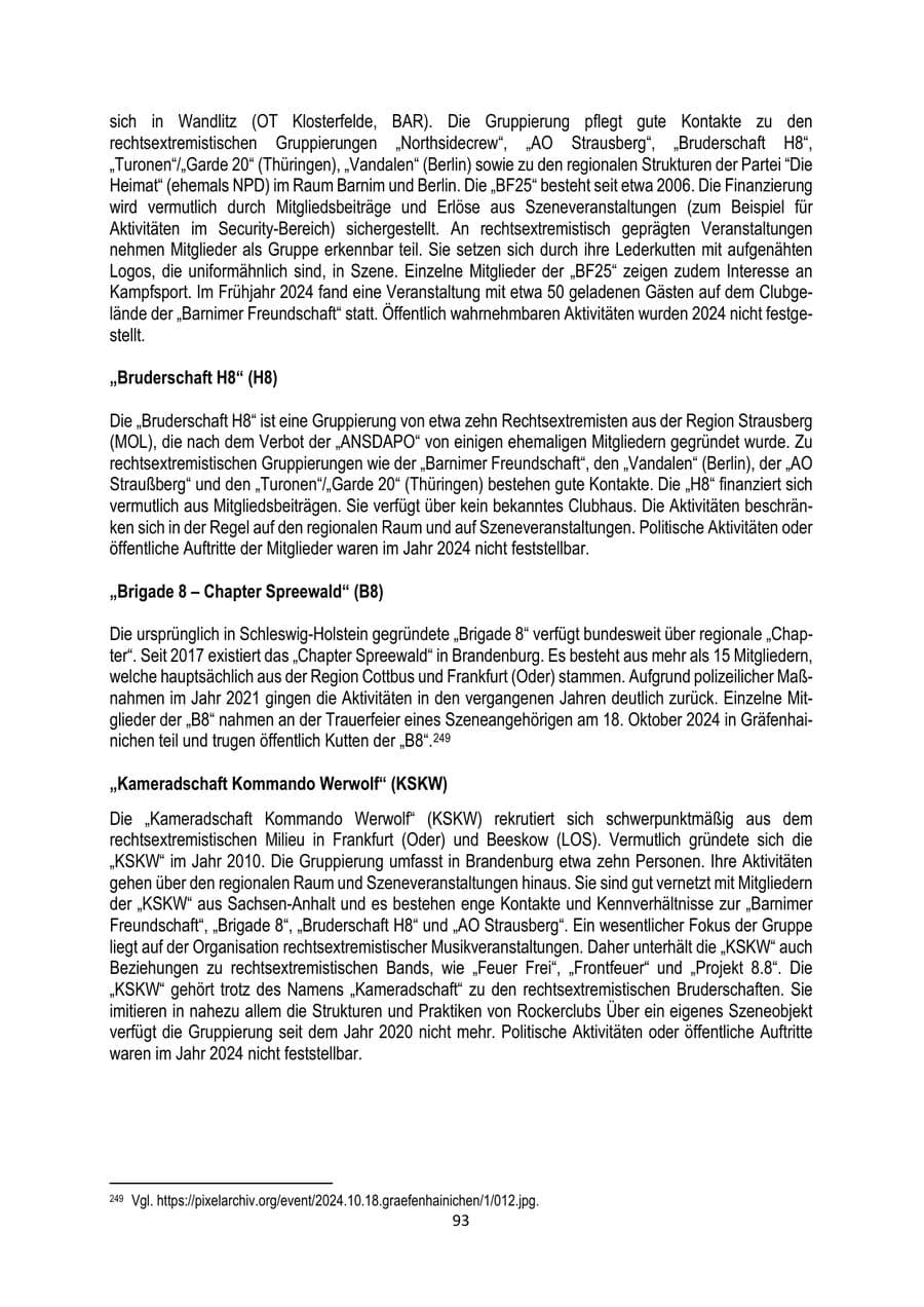 Seite 93 des Verfassungsschutzbericht 2024 Brandenburg