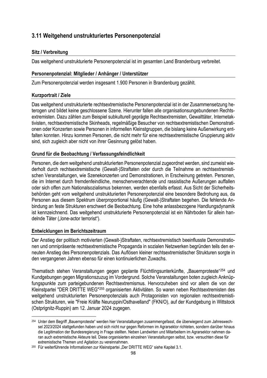 Seite 98 des Verfassungsschutzbericht 2024 Brandenburg