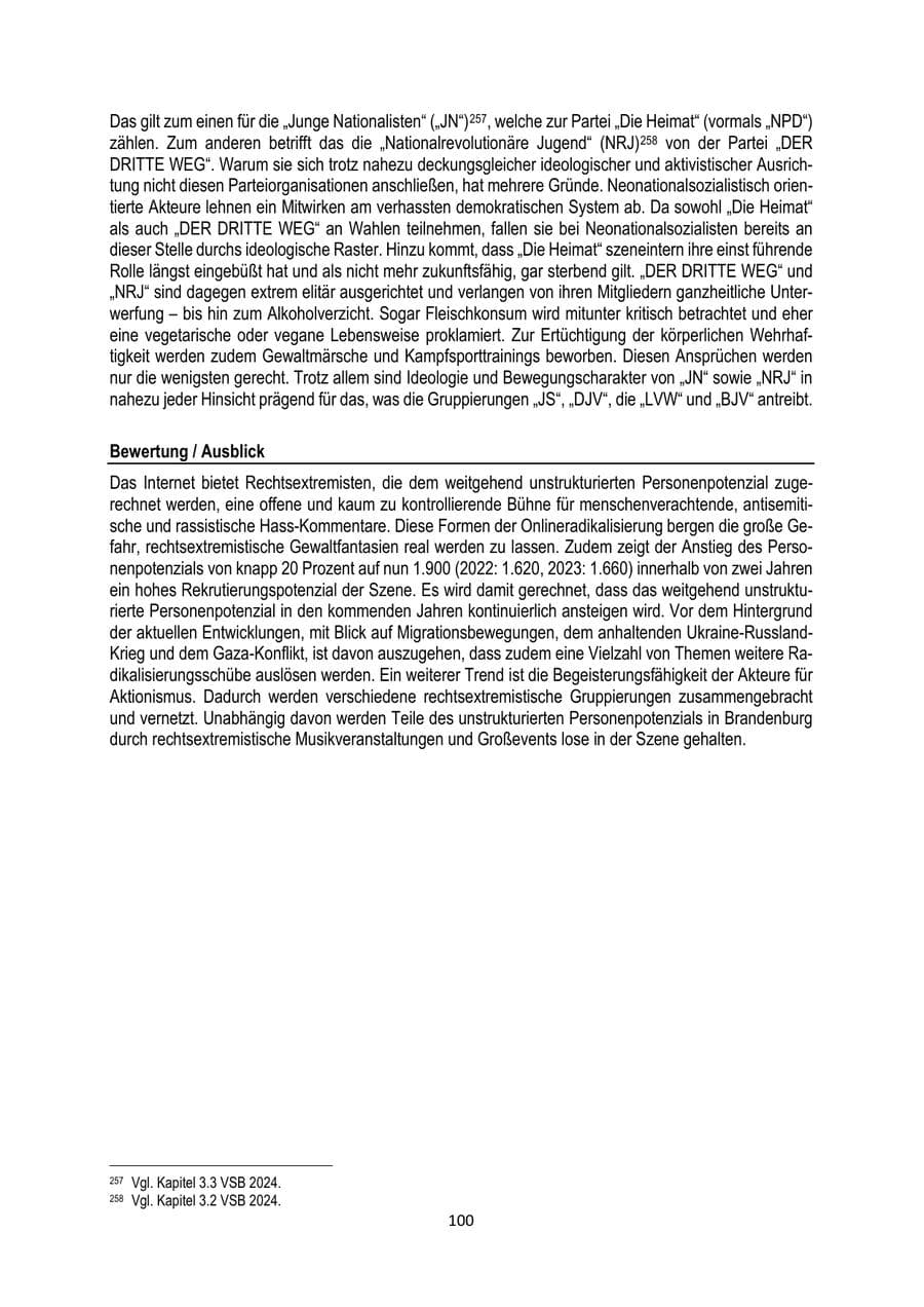 Seite 100 des Verfassungsschutzbericht 2024 Brandenburg