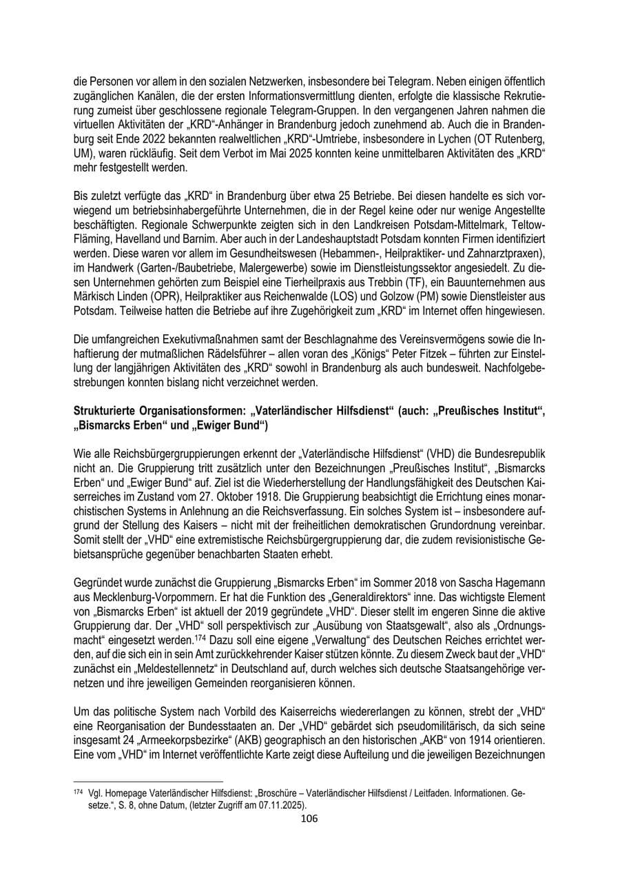 Seite 106 des Verfassungsschutzbericht 2025 Brandenburg
