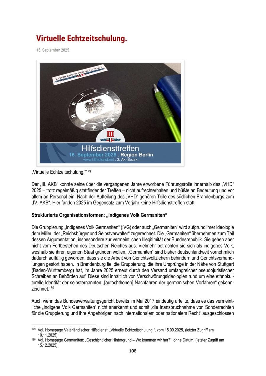 Seite 108 des Verfassungsschutzbericht 2025 Brandenburg