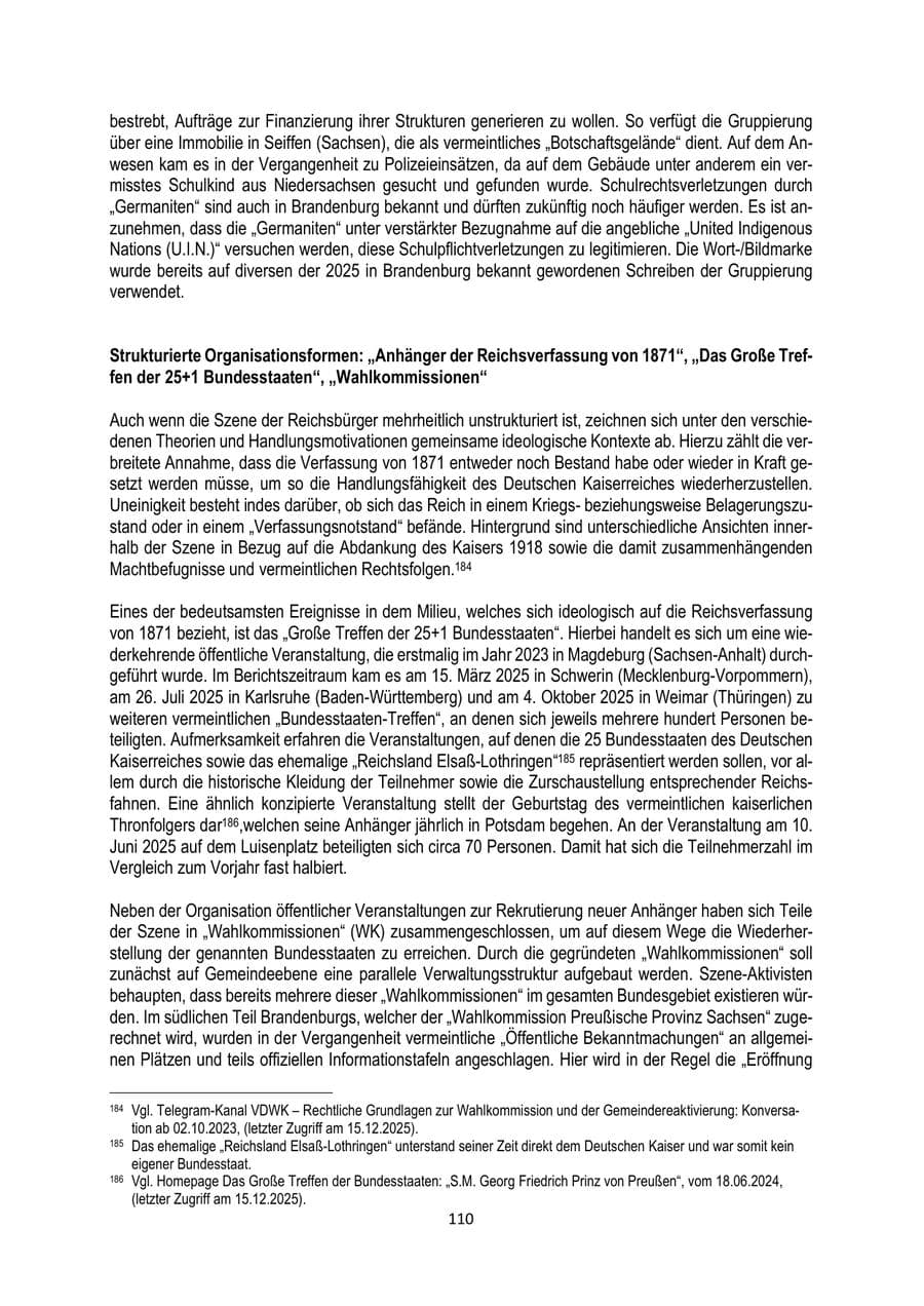 Seite 110 des Verfassungsschutzbericht 2025 Brandenburg