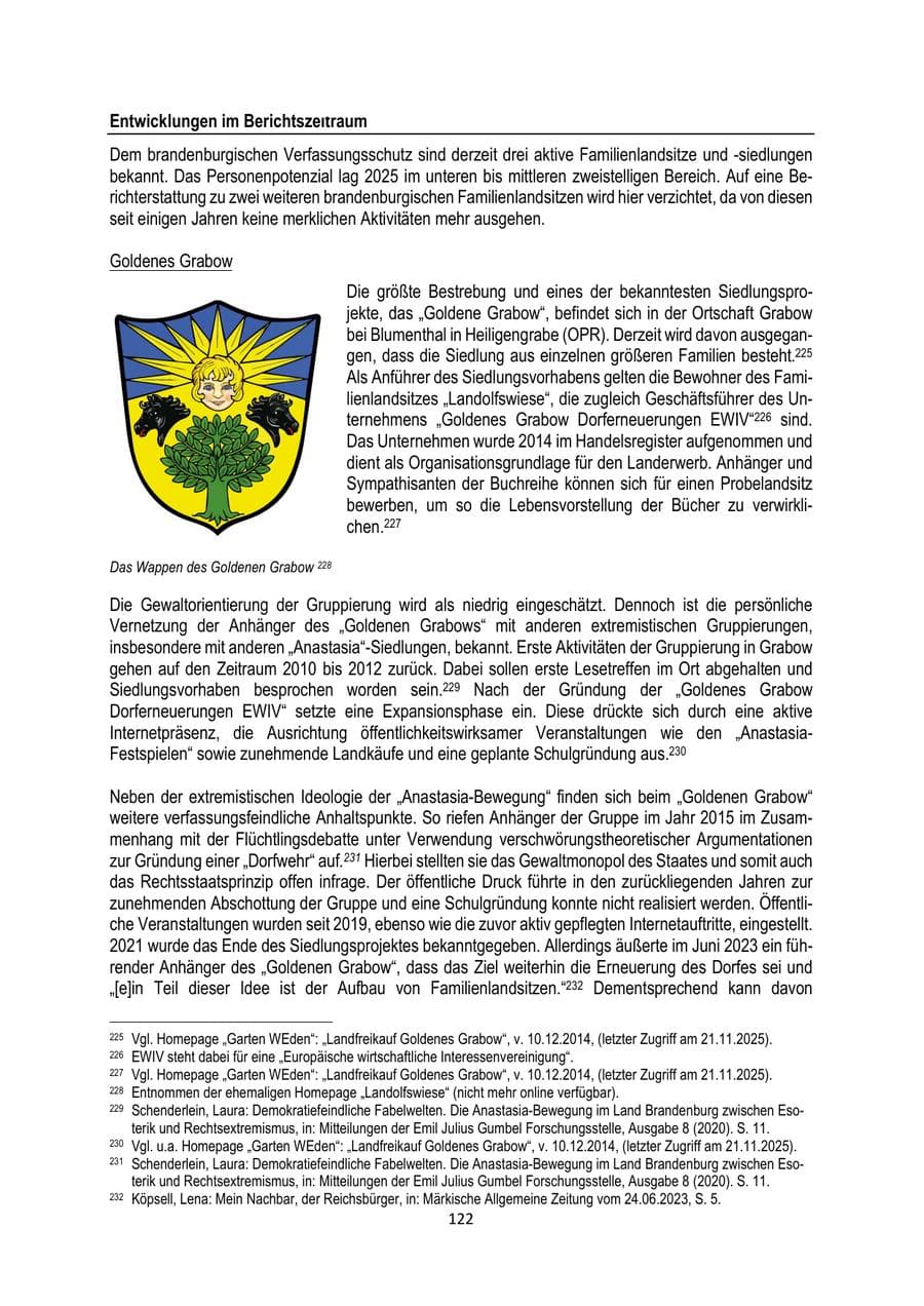 Seite 122 des Verfassungsschutzbericht 2025 Brandenburg