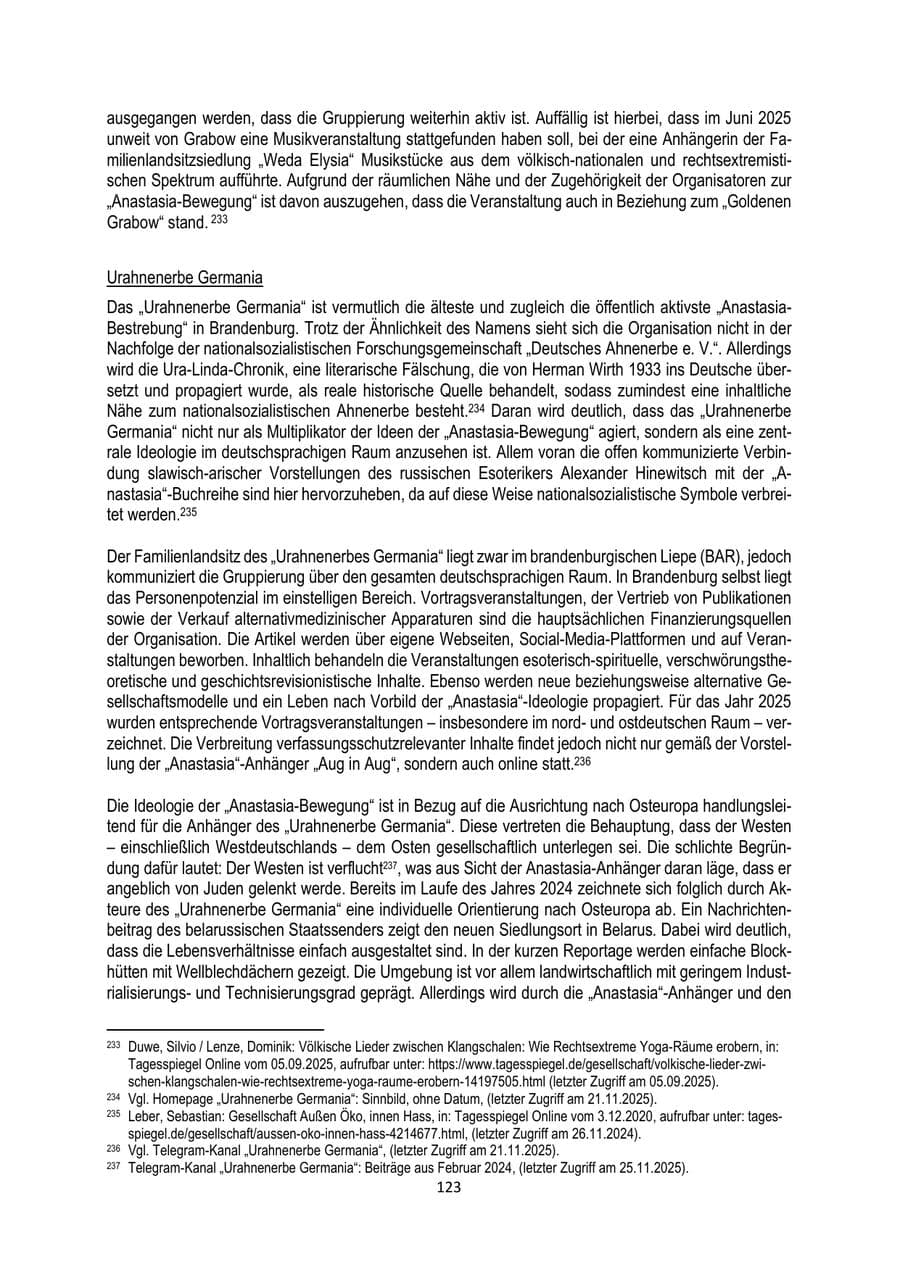 Seite 123 des Verfassungsschutzbericht 2025 Brandenburg
