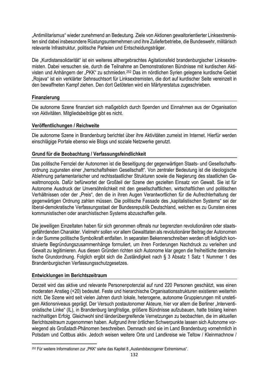 Seite 132 des Verfassungsschutzbericht 2025 Brandenburg