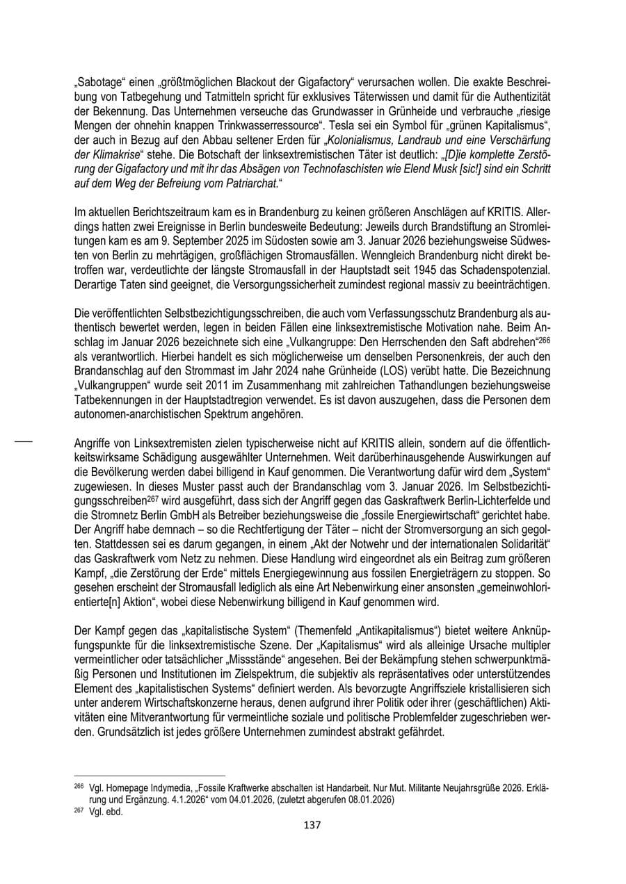 Seite 137 des Verfassungsschutzbericht 2025 Brandenburg