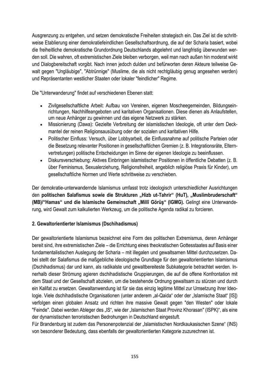 Seite 155 des Verfassungsschutzbericht 2025 Brandenburg