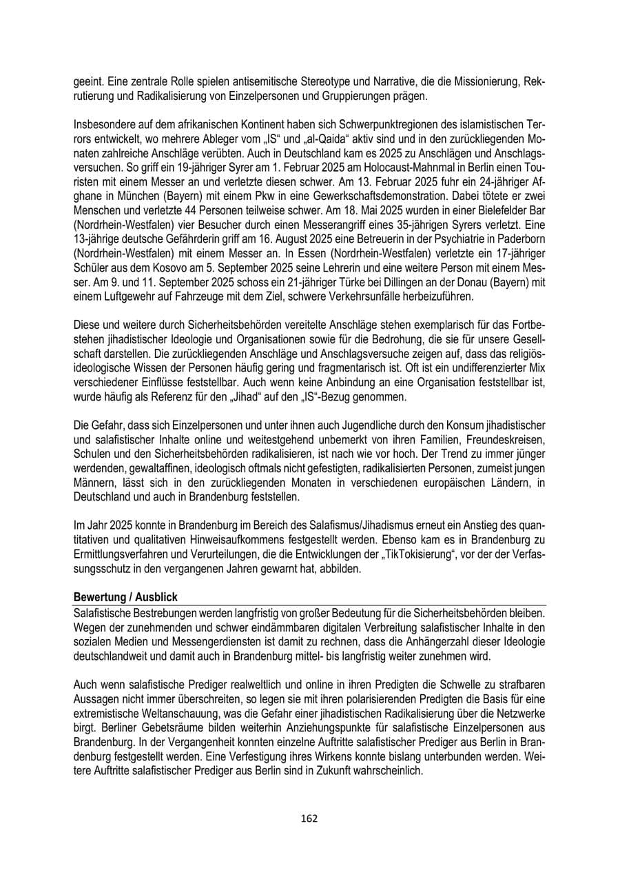 Seite 162 des Verfassungsschutzbericht 2025 Brandenburg