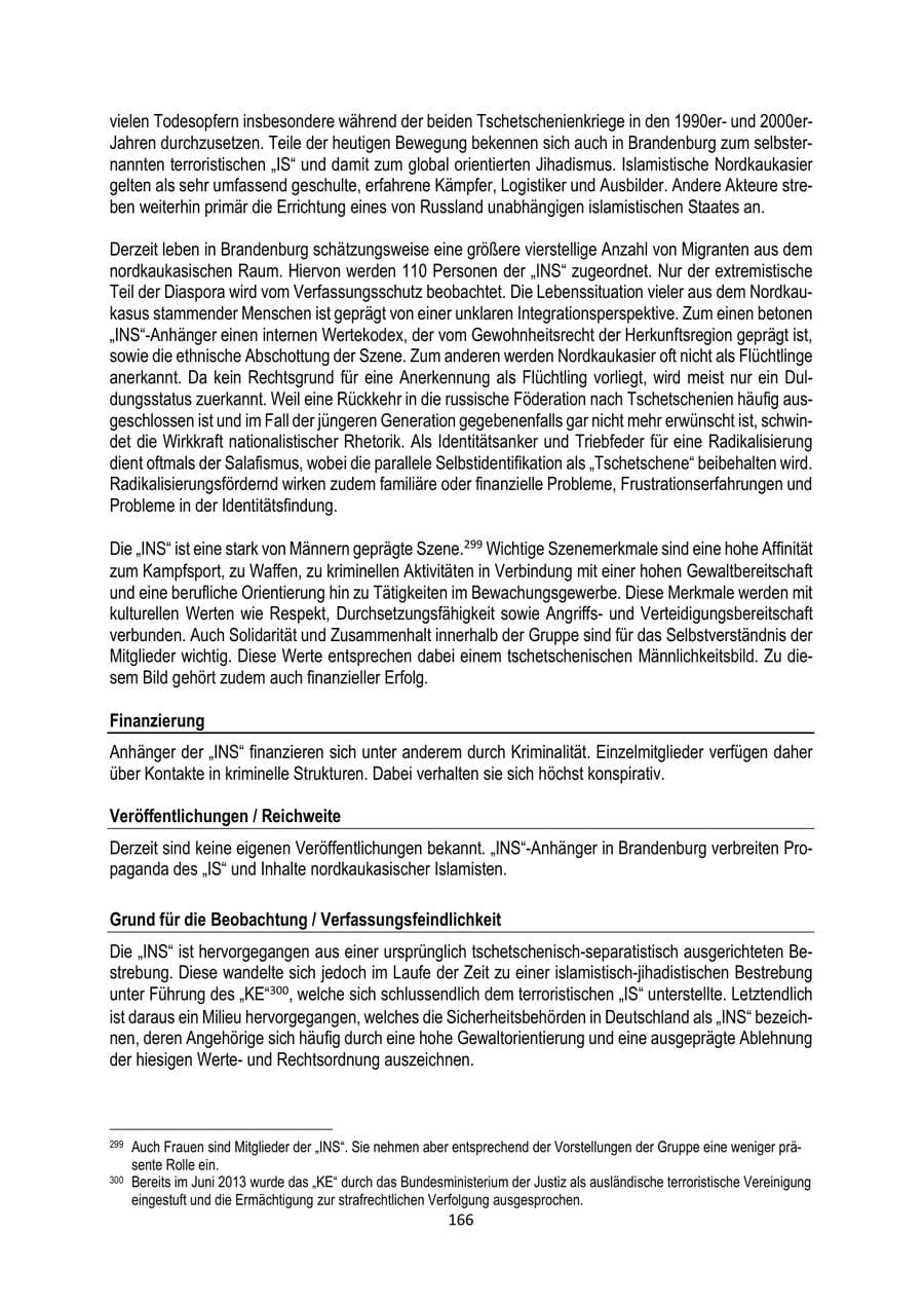 Seite 166 des Verfassungsschutzbericht 2025 Brandenburg