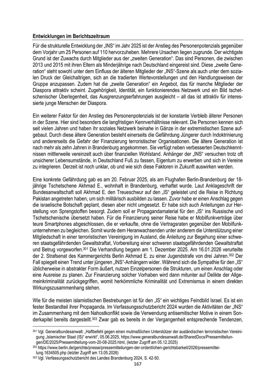 Seite 167 des Verfassungsschutzbericht 2025 Brandenburg