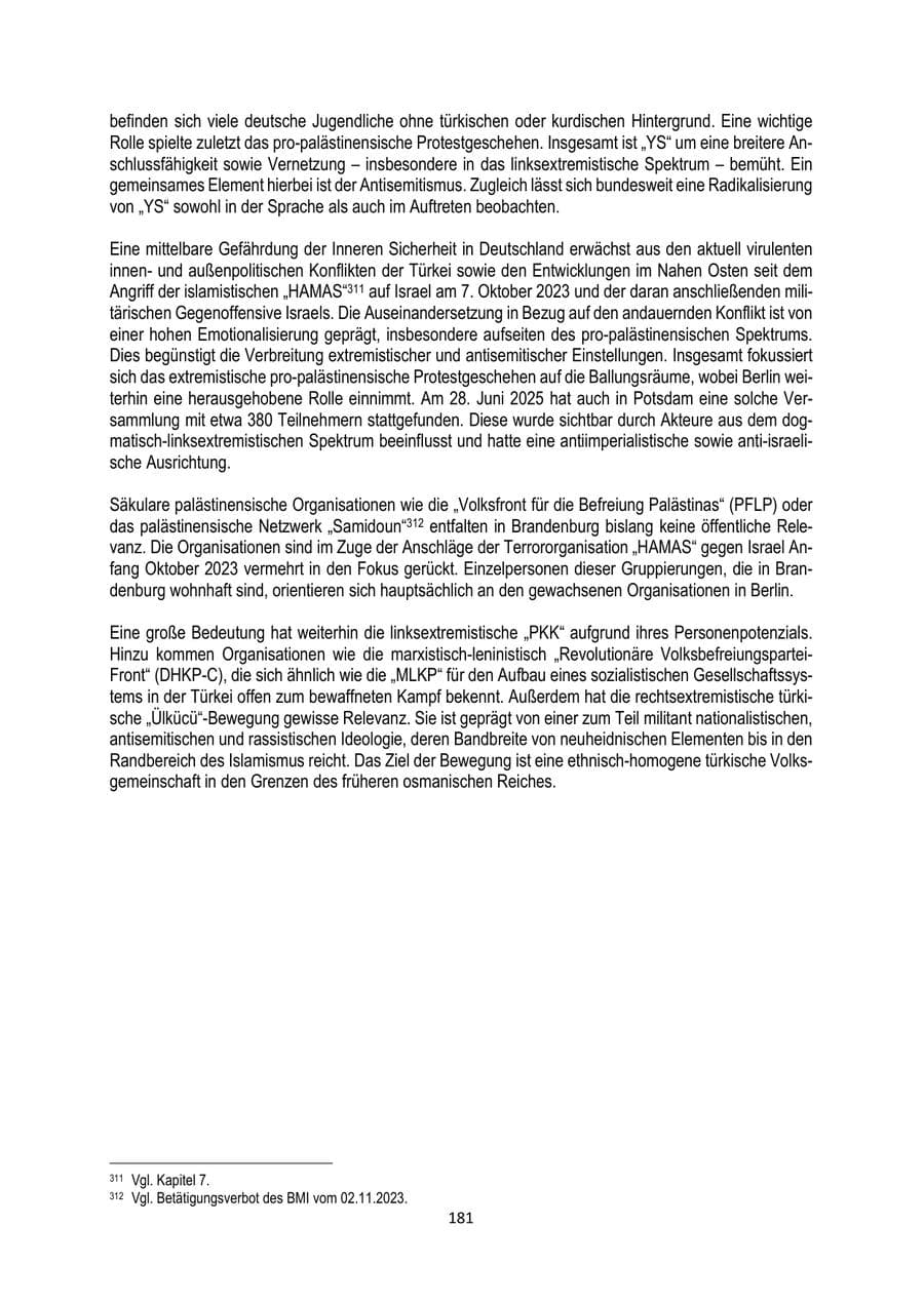 Seite 181 des Verfassungsschutzbericht 2025 Brandenburg