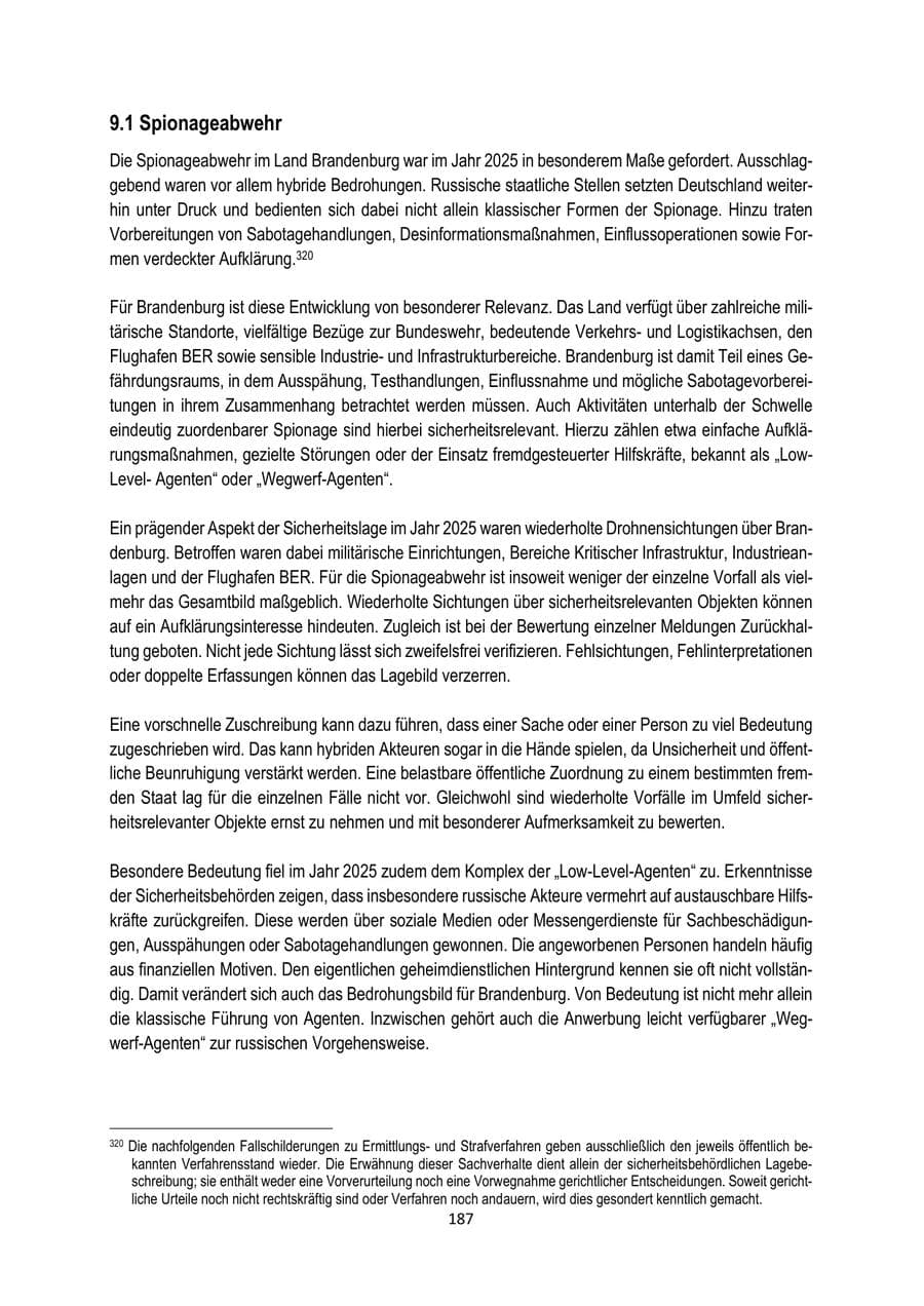 Seite 187 des Verfassungsschutzbericht 2025 Brandenburg
