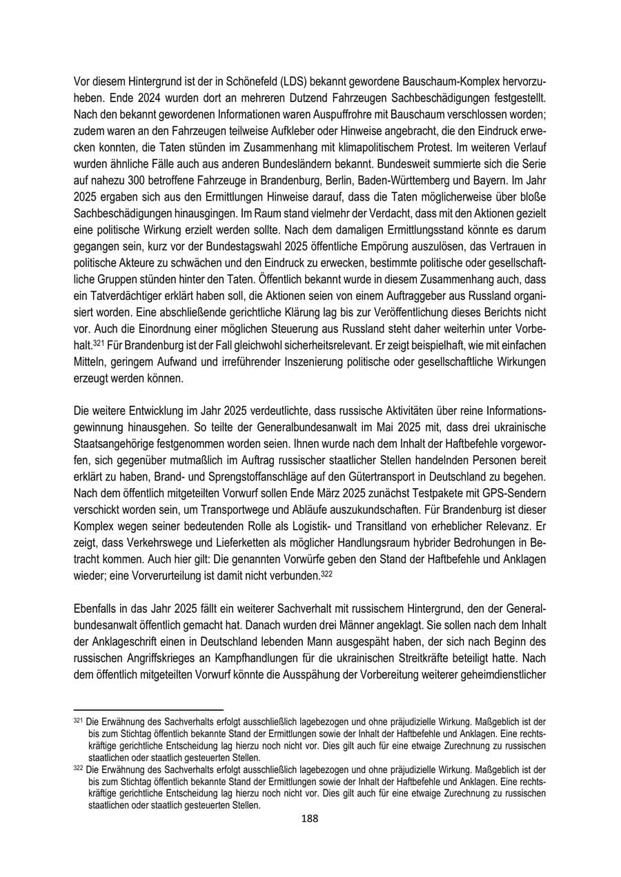 Seite 188 des Verfassungsschutzbericht 2025 Brandenburg