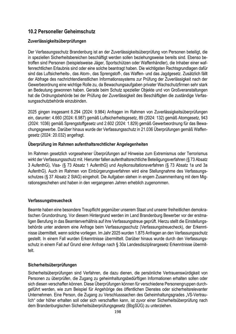 Seite 198 des Verfassungsschutzbericht 2025 Brandenburg