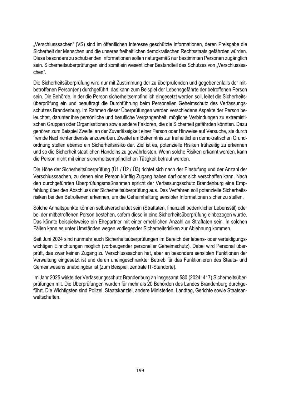 Seite 199 des Verfassungsschutzbericht 2025 Brandenburg