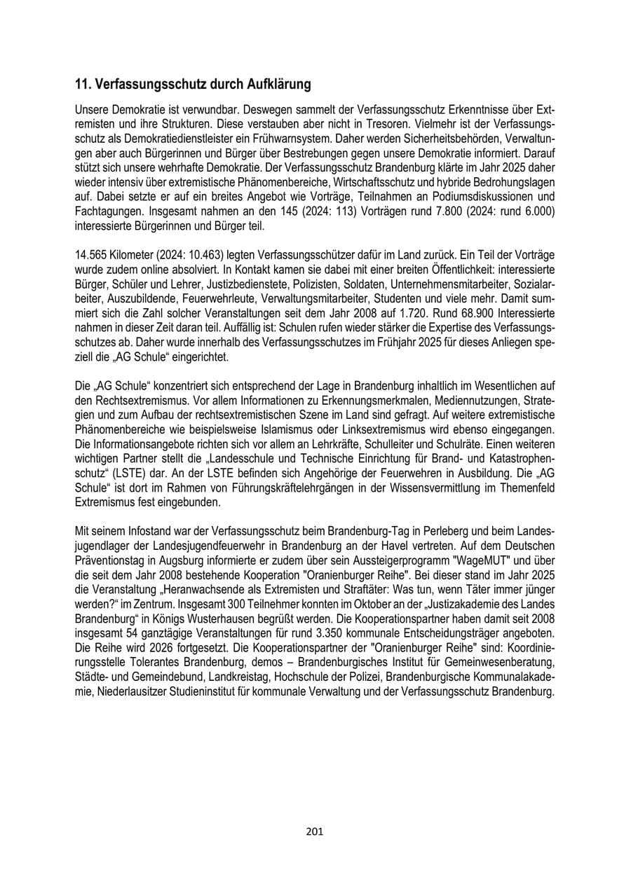 Seite 201 des Verfassungsschutzbericht 2025 Brandenburg