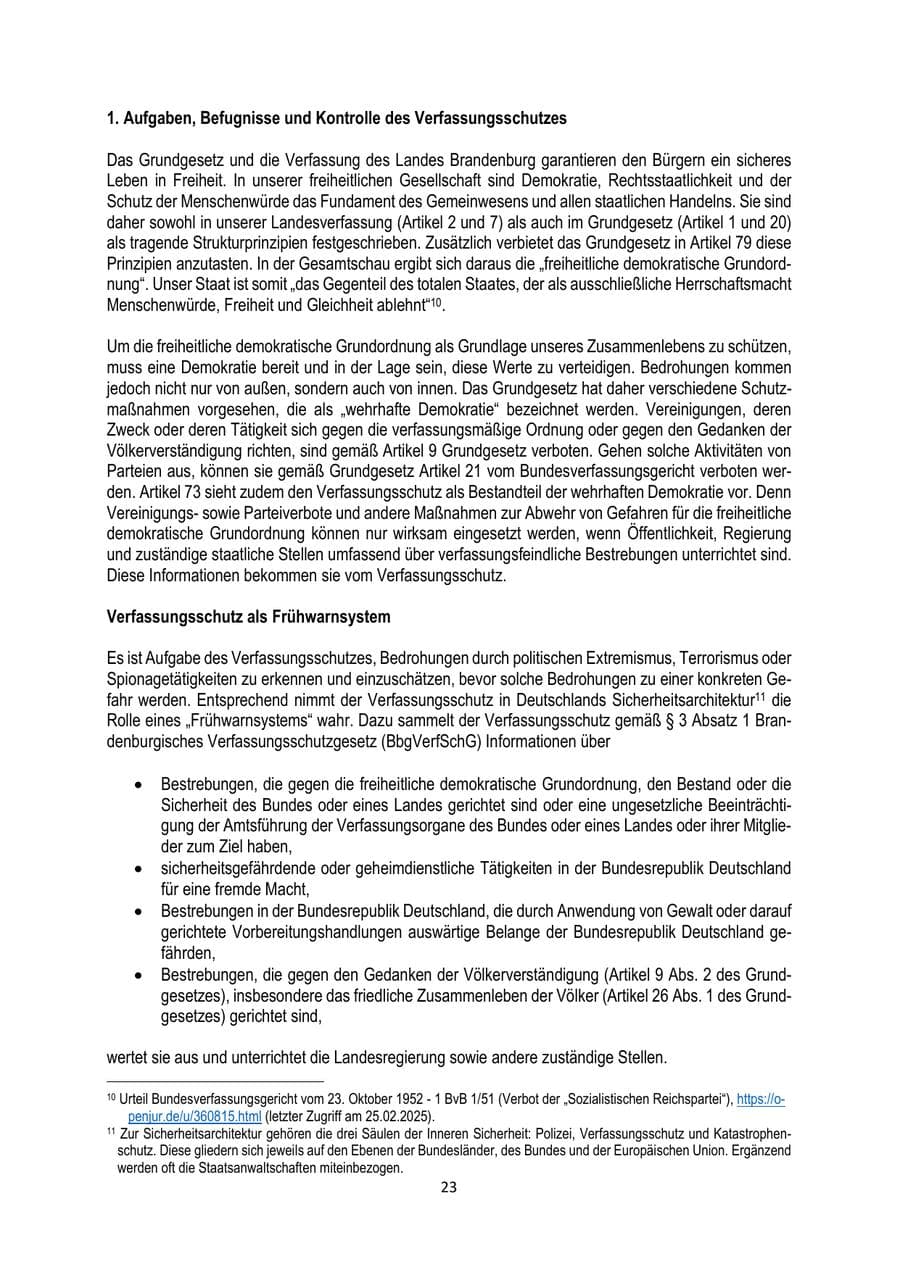 Seite 23 des Verfassungsschutzbericht 2025 Brandenburg