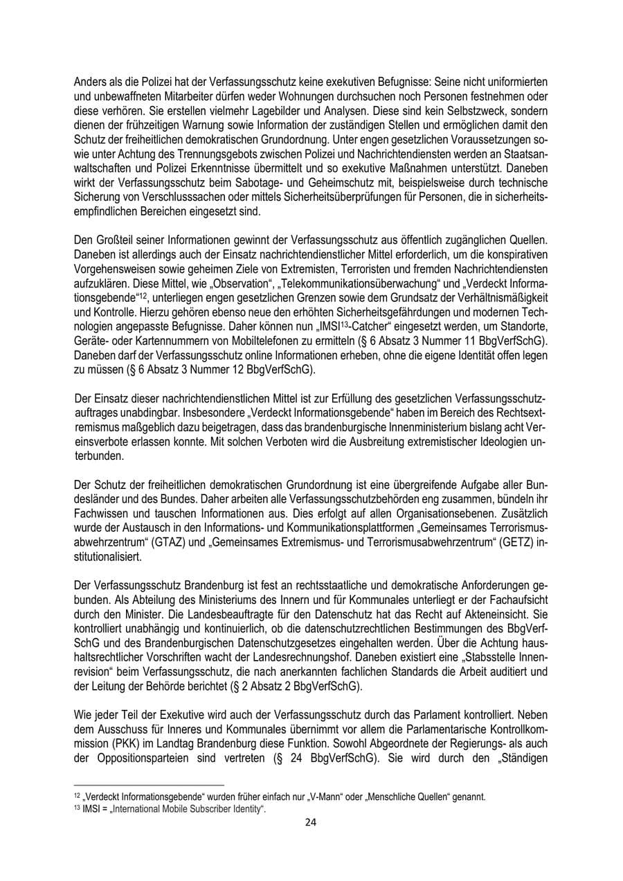 Seite 24 des Verfassungsschutzbericht 2025 Brandenburg