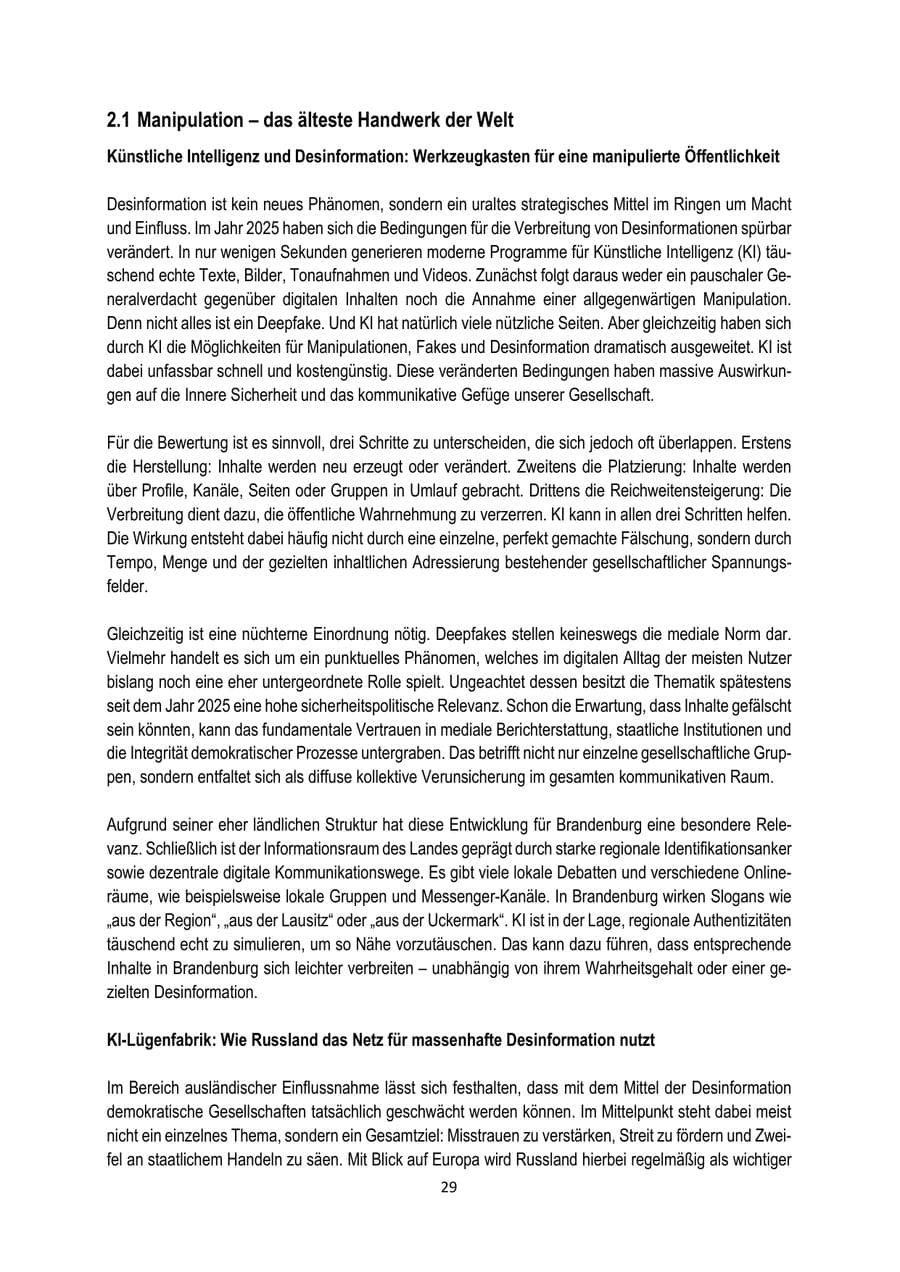 Seite 29 des Verfassungsschutzbericht 2025 Brandenburg