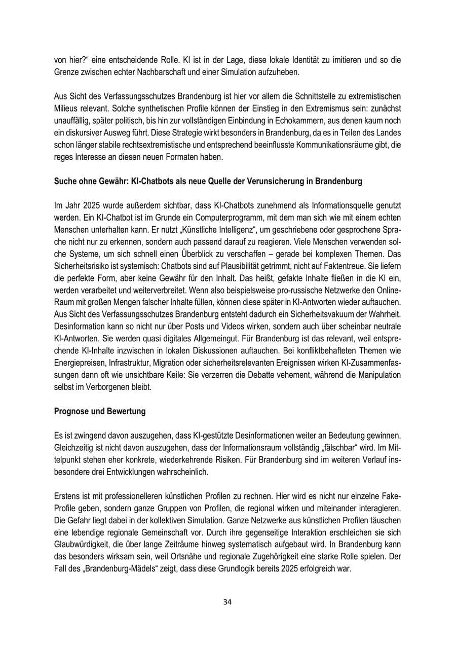 Seite 34 des Verfassungsschutzbericht 2025 Brandenburg
