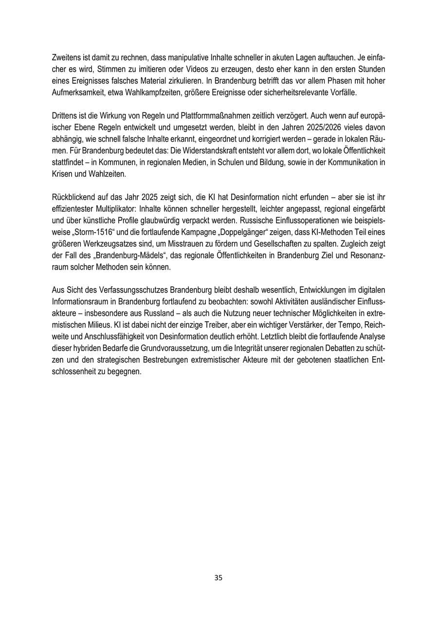 Seite 35 des Verfassungsschutzbericht 2025 Brandenburg
