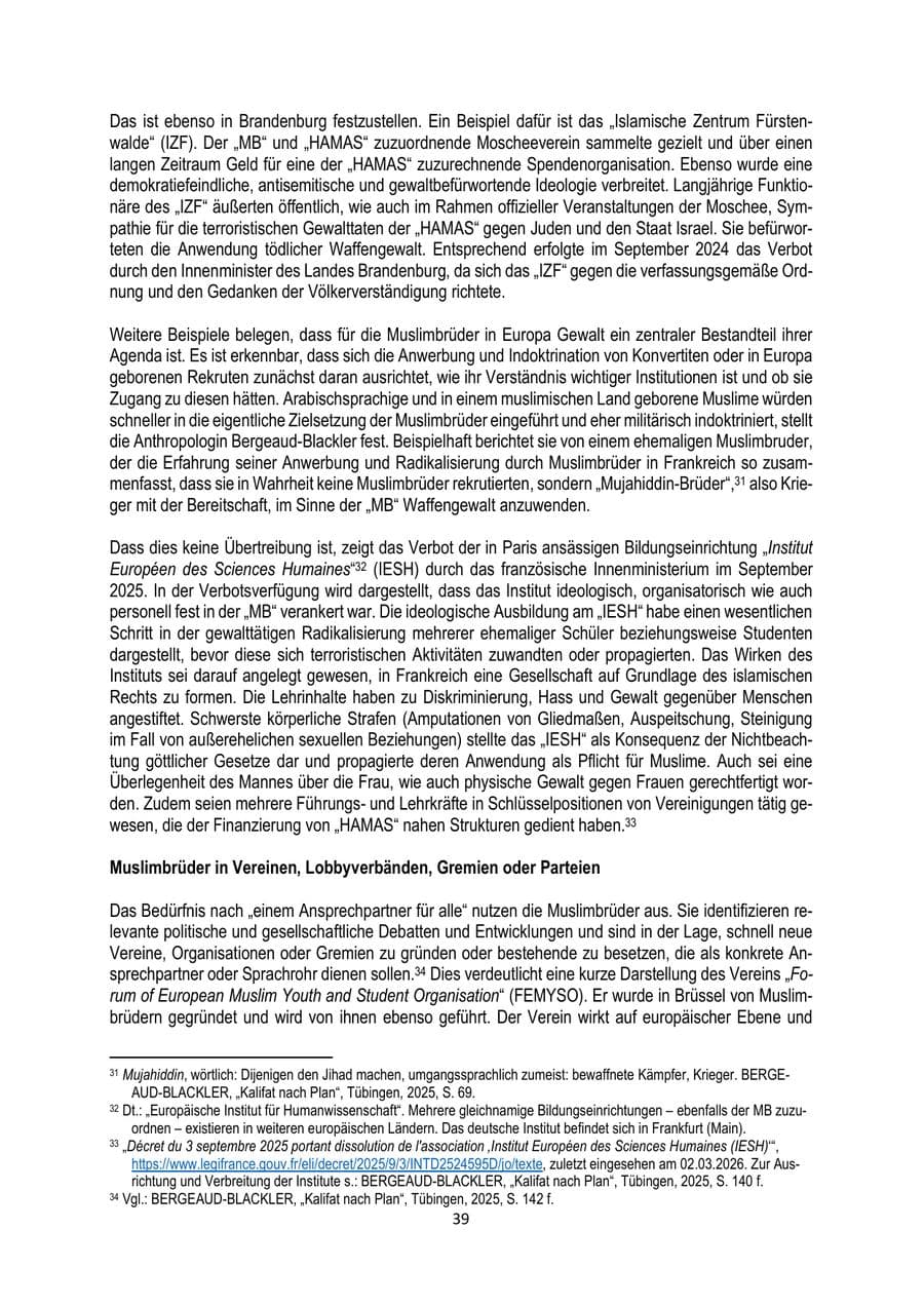 Seite 39 des Verfassungsschutzbericht 2025 Brandenburg