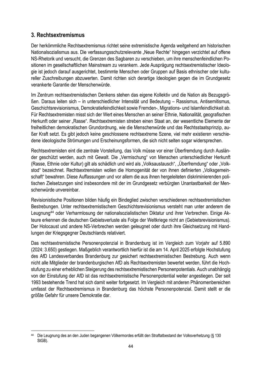 Seite 44 des Verfassungsschutzbericht 2025 Brandenburg