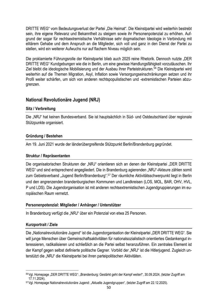 Seite 50 des Verfassungsschutzbericht 2025 Brandenburg