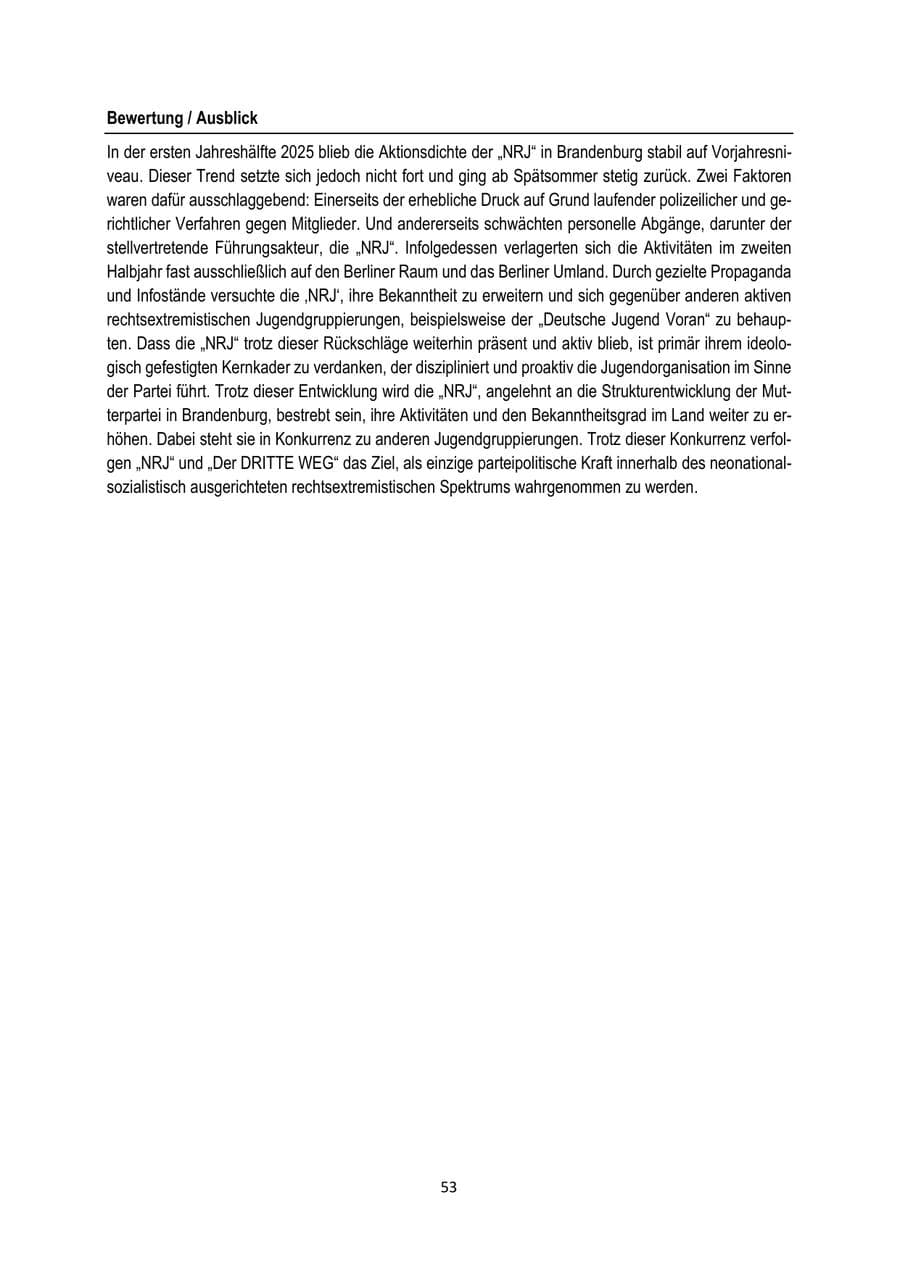 Seite 53 des Verfassungsschutzbericht 2025 Brandenburg