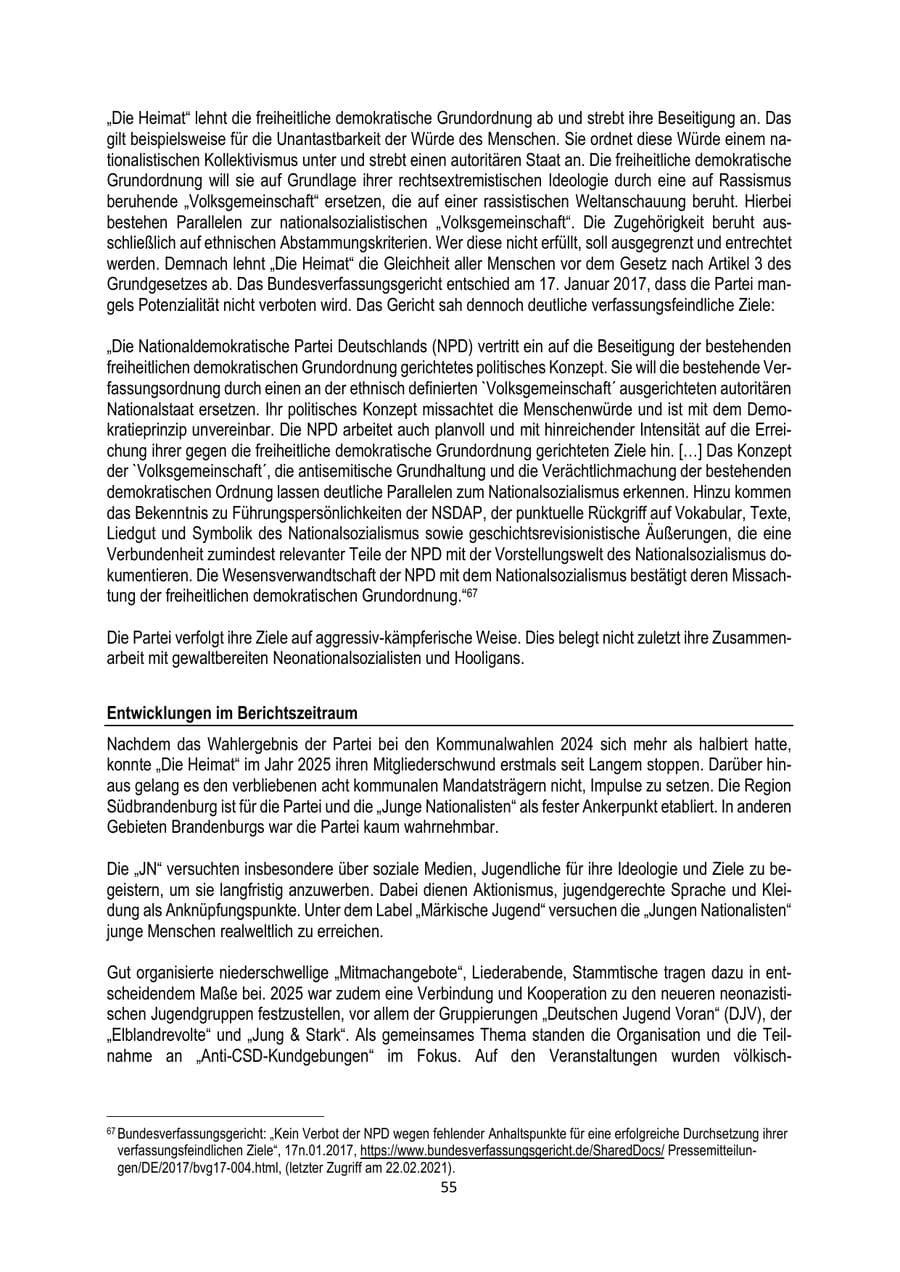 Seite 55 des Verfassungsschutzbericht 2025 Brandenburg