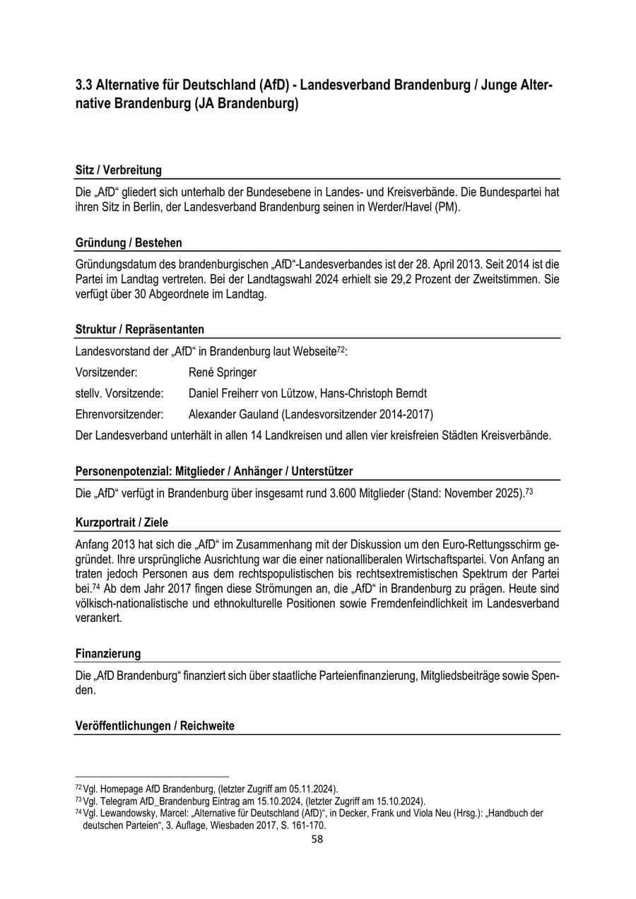Seite 58 des Verfassungsschutzbericht 2025 Brandenburg