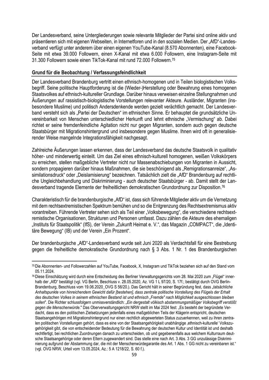 Seite 59 des Verfassungsschutzbericht 2025 Brandenburg