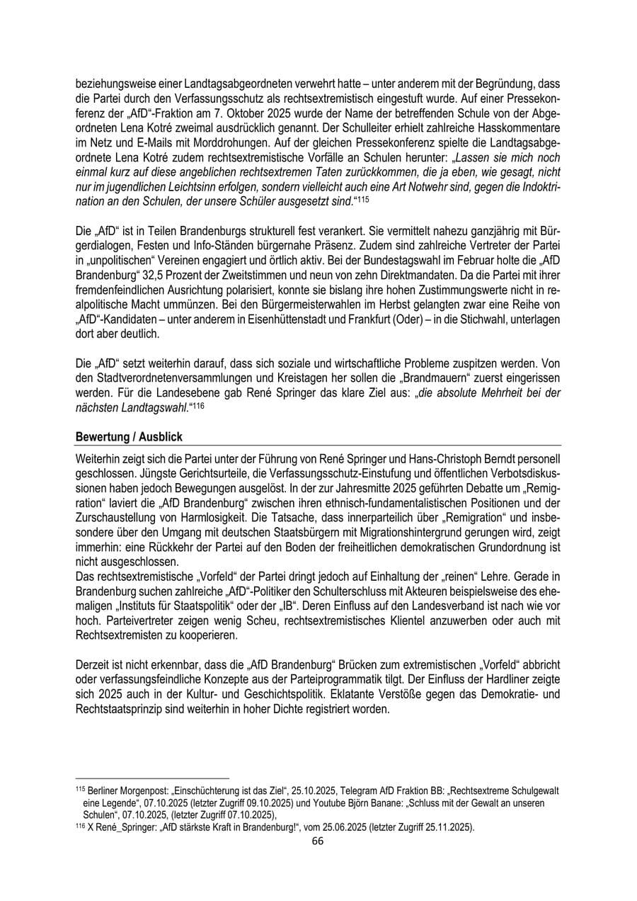 Seite 66 des Verfassungsschutzbericht 2025 Brandenburg
