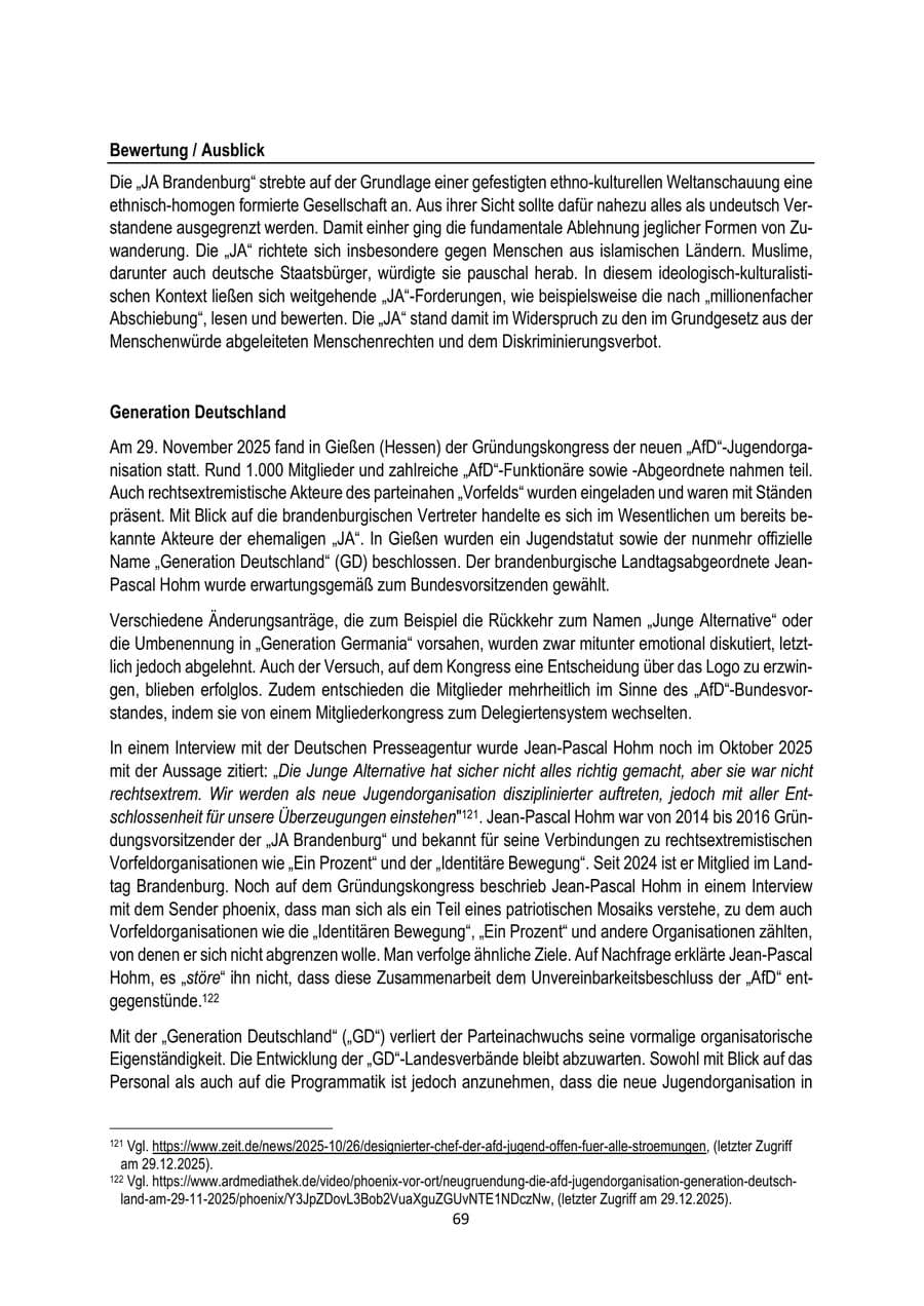 Seite 69 des Verfassungsschutzbericht 2025 Brandenburg