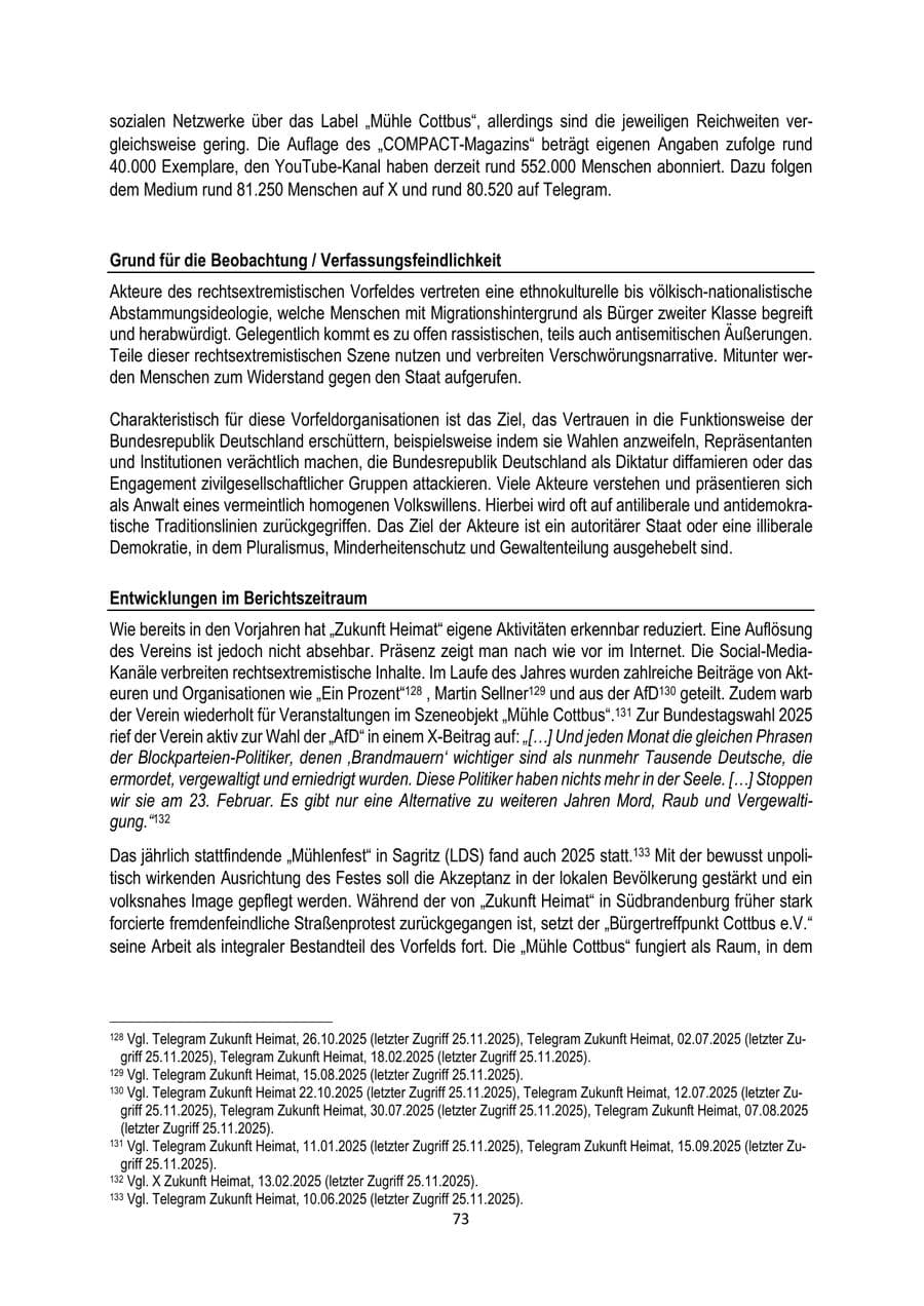 Seite 73 des Verfassungsschutzbericht 2025 Brandenburg