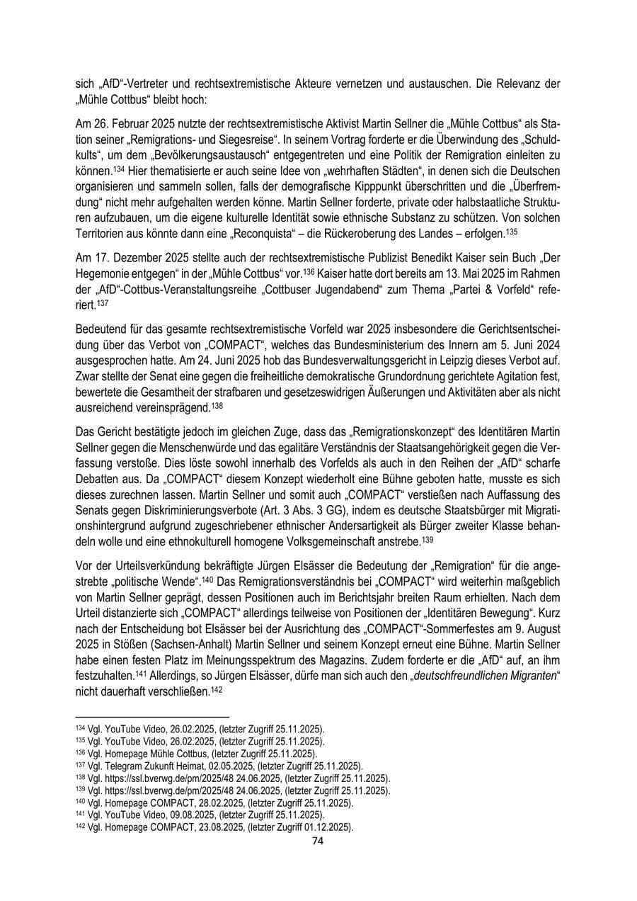 Seite 74 des Verfassungsschutzbericht 2025 Brandenburg