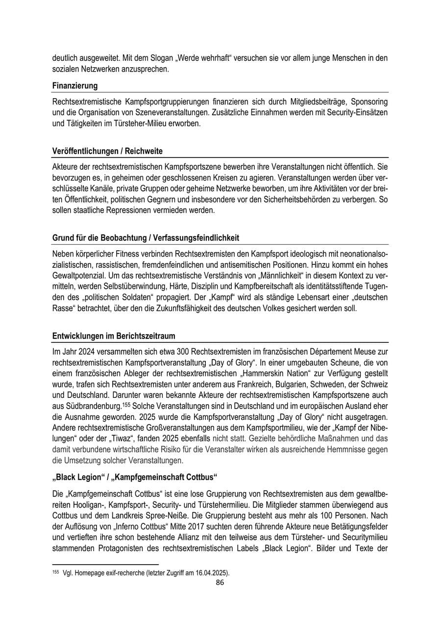 Seite 86 des Verfassungsschutzbericht 2025 Brandenburg