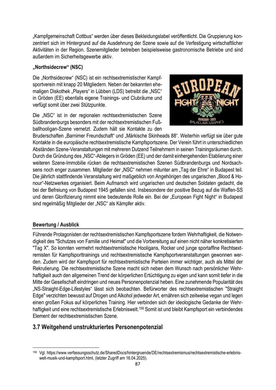 Seite 87 des Verfassungsschutzbericht 2025 Brandenburg
