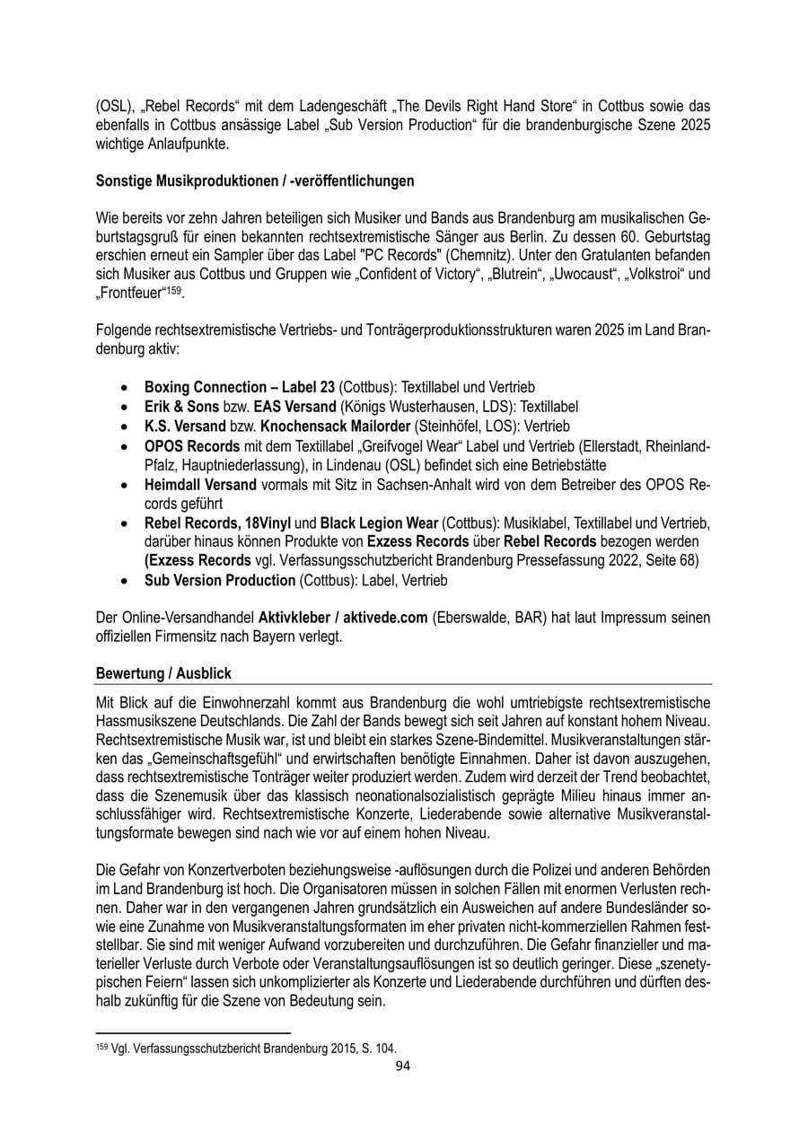 Seite 94 des Verfassungsschutzbericht 2025 Brandenburg