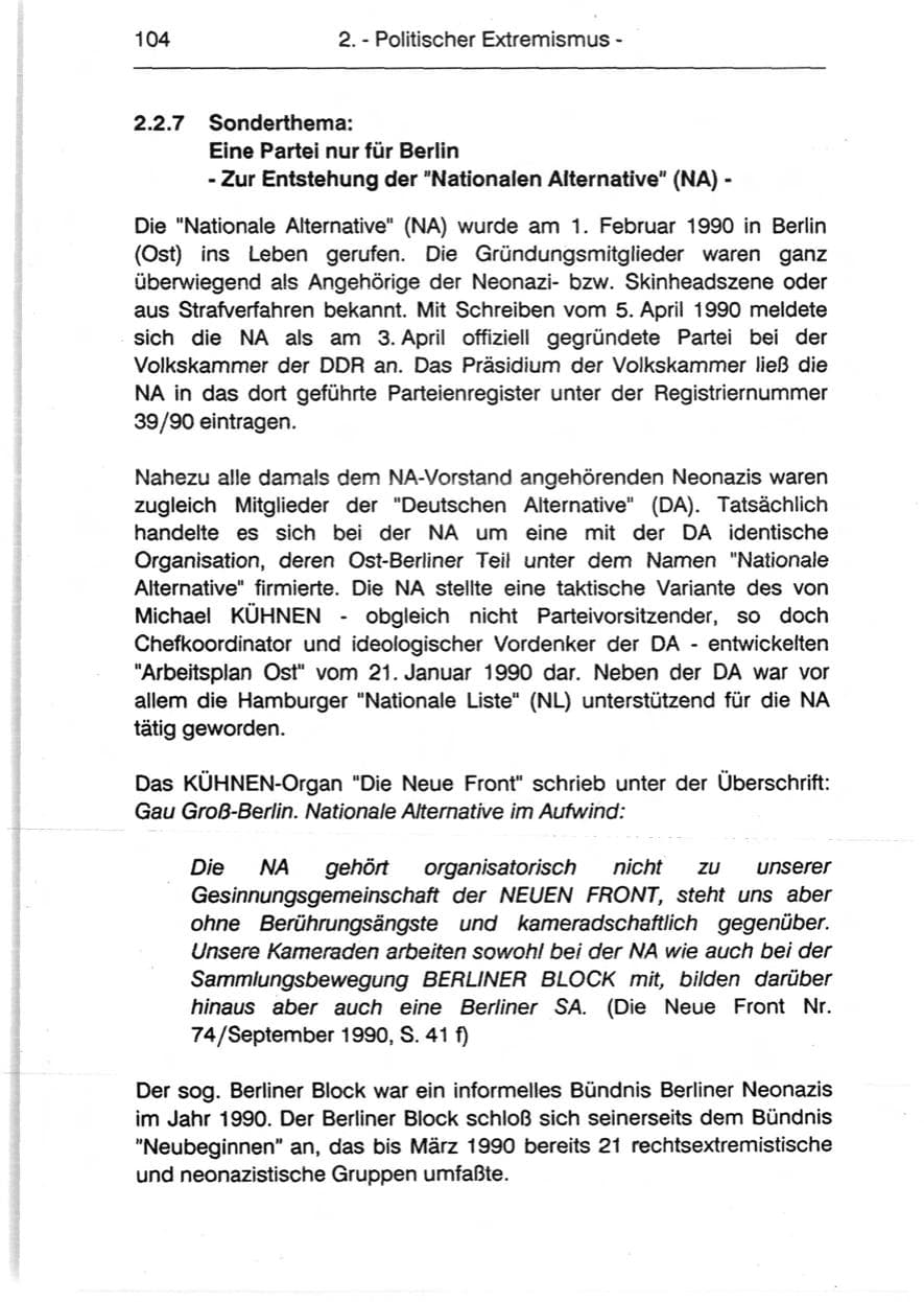 Seite 106 des Verfassungsschutzbericht 1990 Berlin