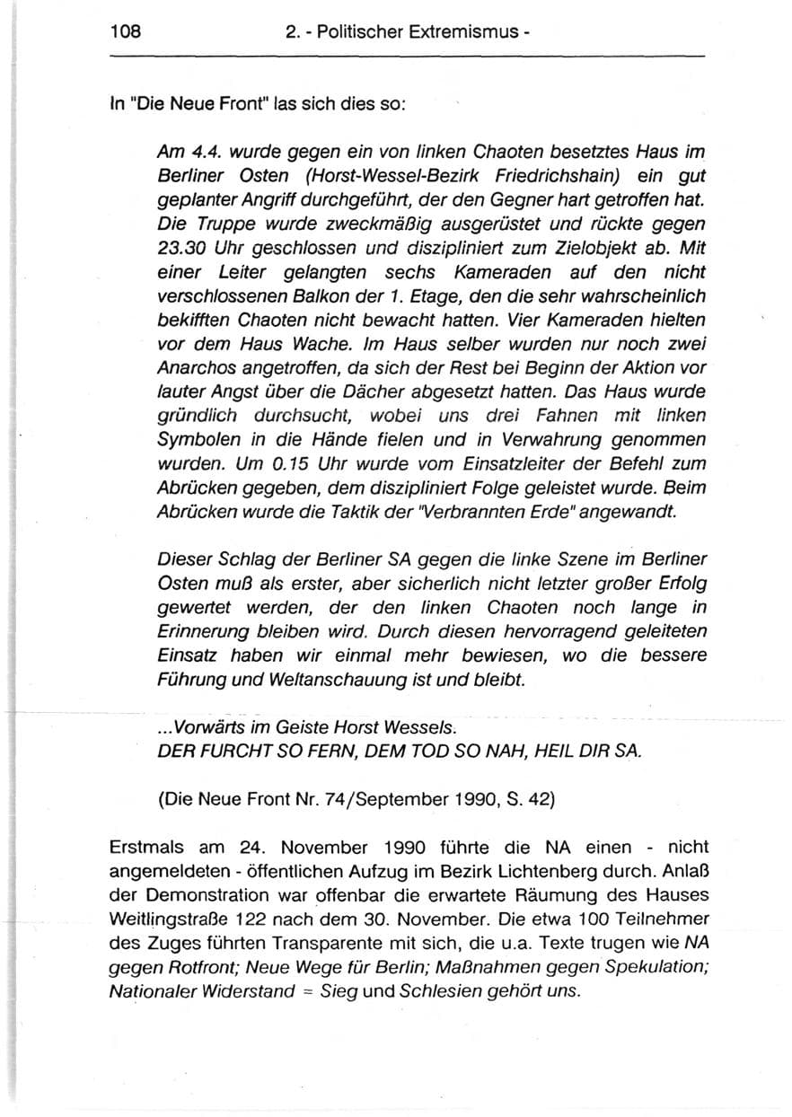 Seite 110 des Verfassungsschutzbericht 1990 Berlin