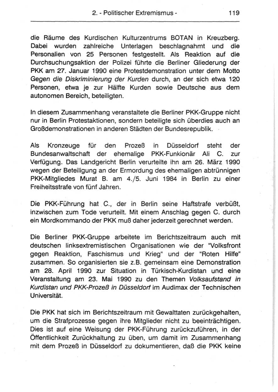 Seite 121 des Verfassungsschutzbericht 1990 Berlin
