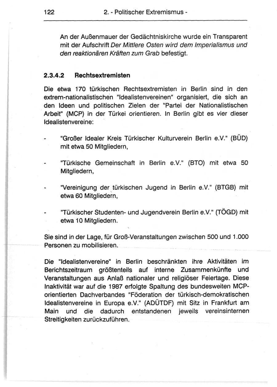 Seite 124 des Verfassungsschutzbericht 1990 Berlin