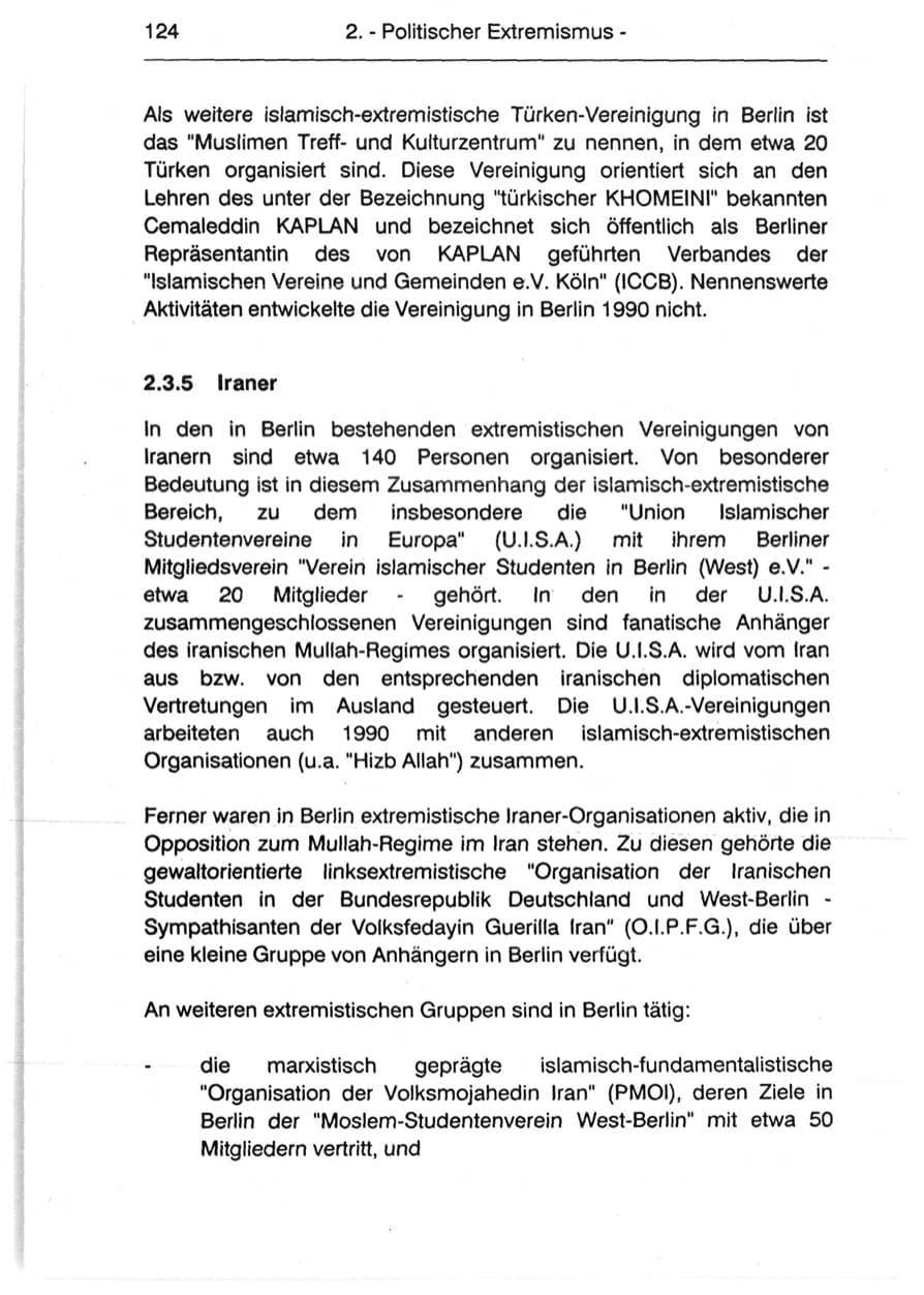 Seite 126 des Verfassungsschutzbericht 1990 Berlin