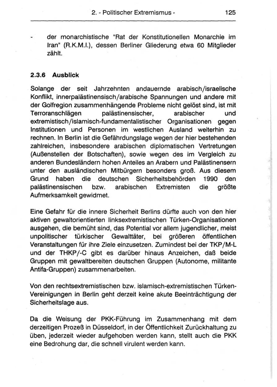 Seite 127 des Verfassungsschutzbericht 1990 Berlin