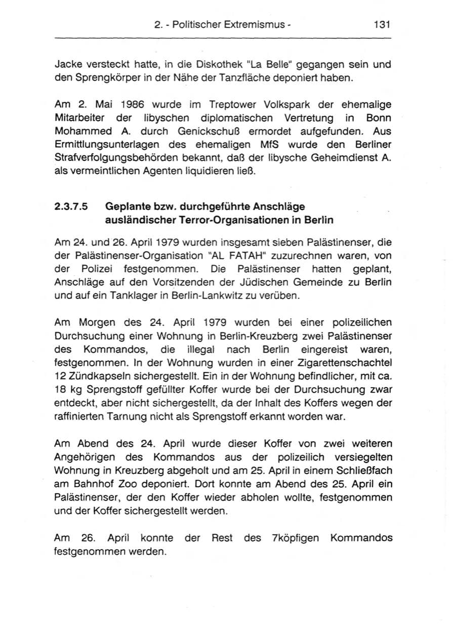 Seite 133 des Verfassungsschutzbericht 1990 Berlin