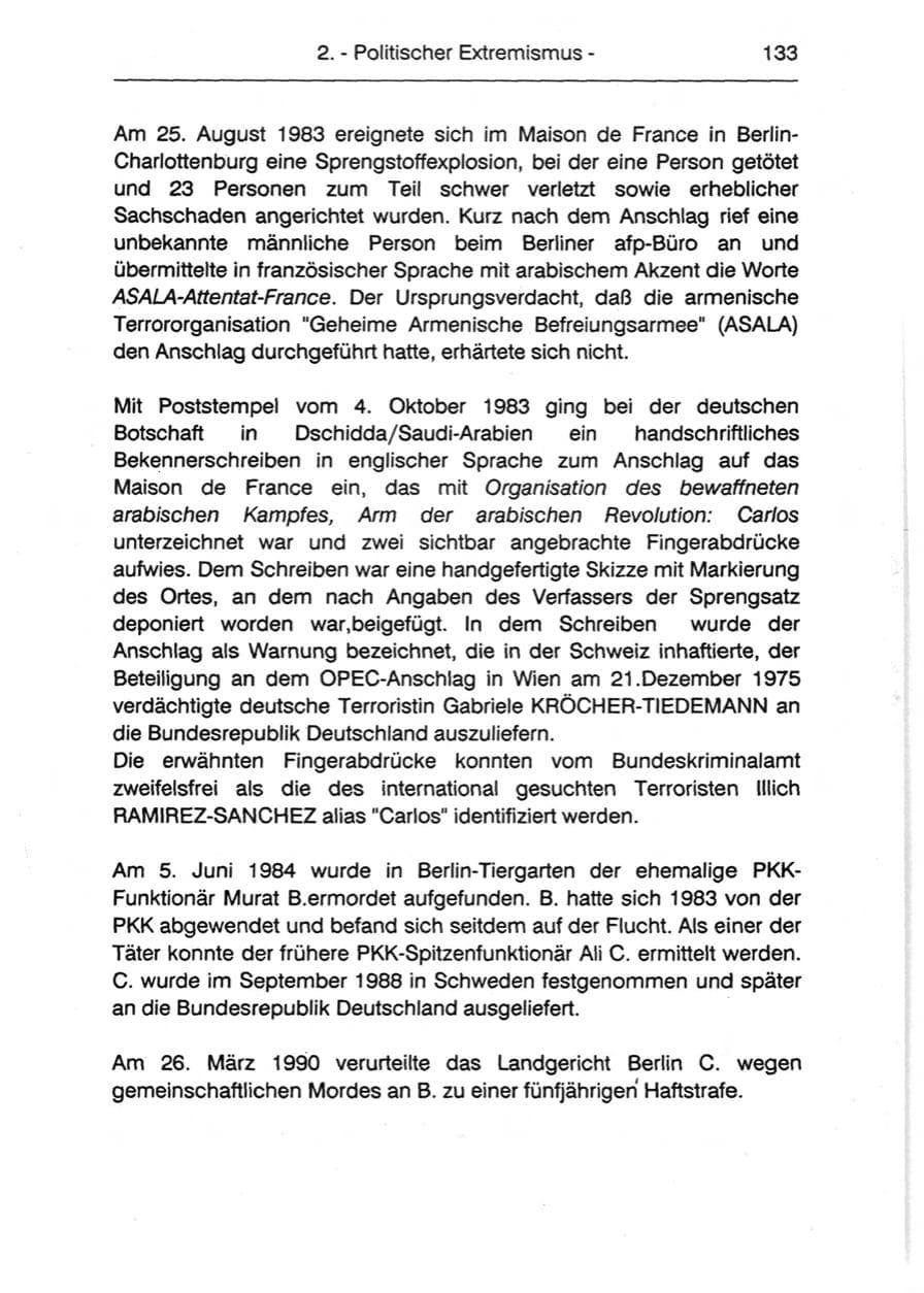 Seite 135 des Verfassungsschutzbericht 1990 Berlin