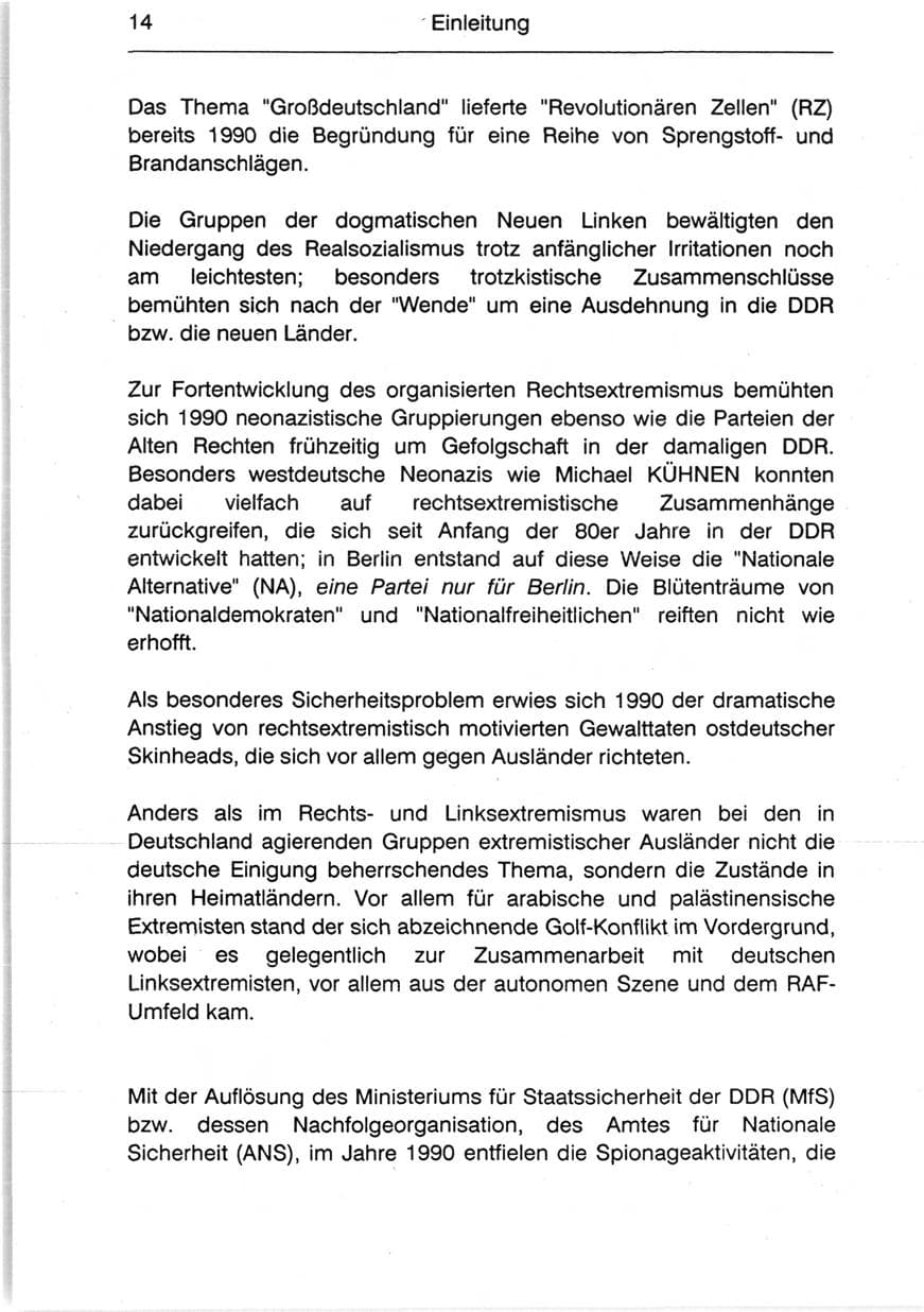 Seite 16 des Verfassungsschutzbericht 1990 Berlin